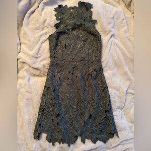 Anthropologie Black Floral Cutout Mini Dress